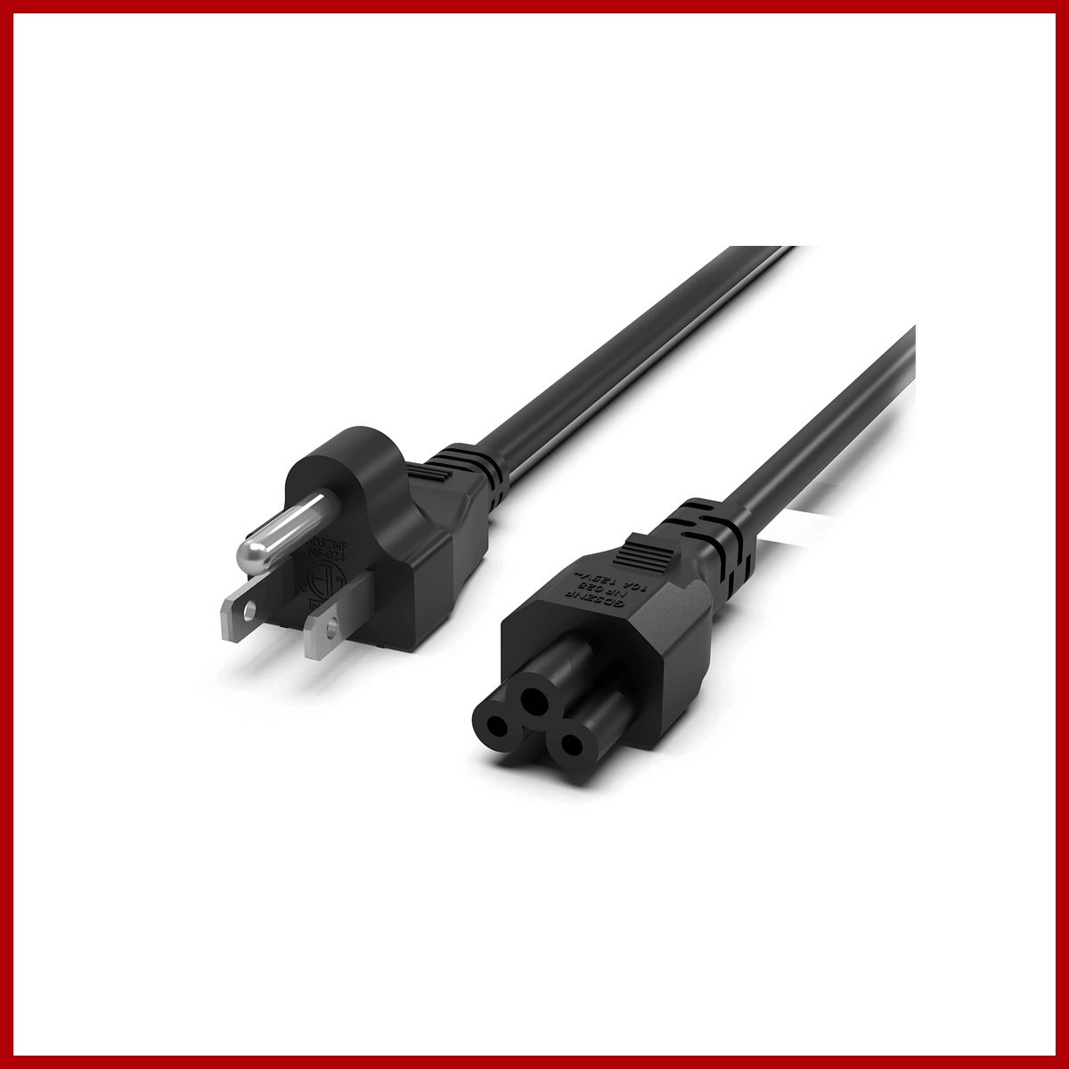 Power Cord Cable 3 Pin Prong For Notebook Computer