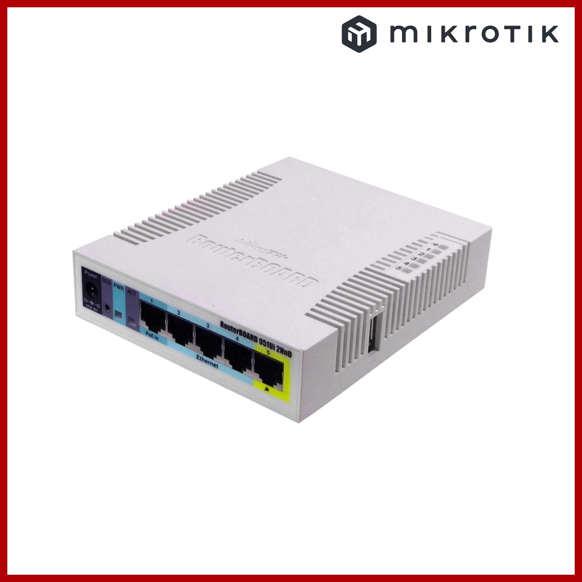 Mikrotik RouterBOARD RB951Ui-2HnD with 600Mhz CPU, 128MB RAM, 5xLAN, built-in 2.4Ghz 802b/g/n