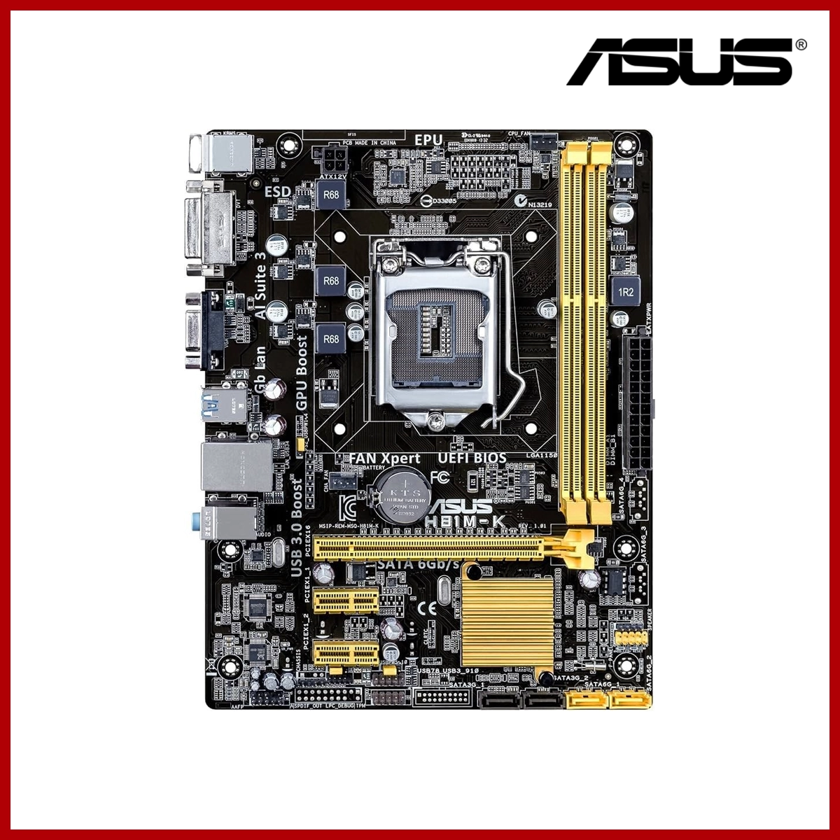 Asus Mainboard (MB) H81m-k 4th Gen Ddr3 16G 1600Hz