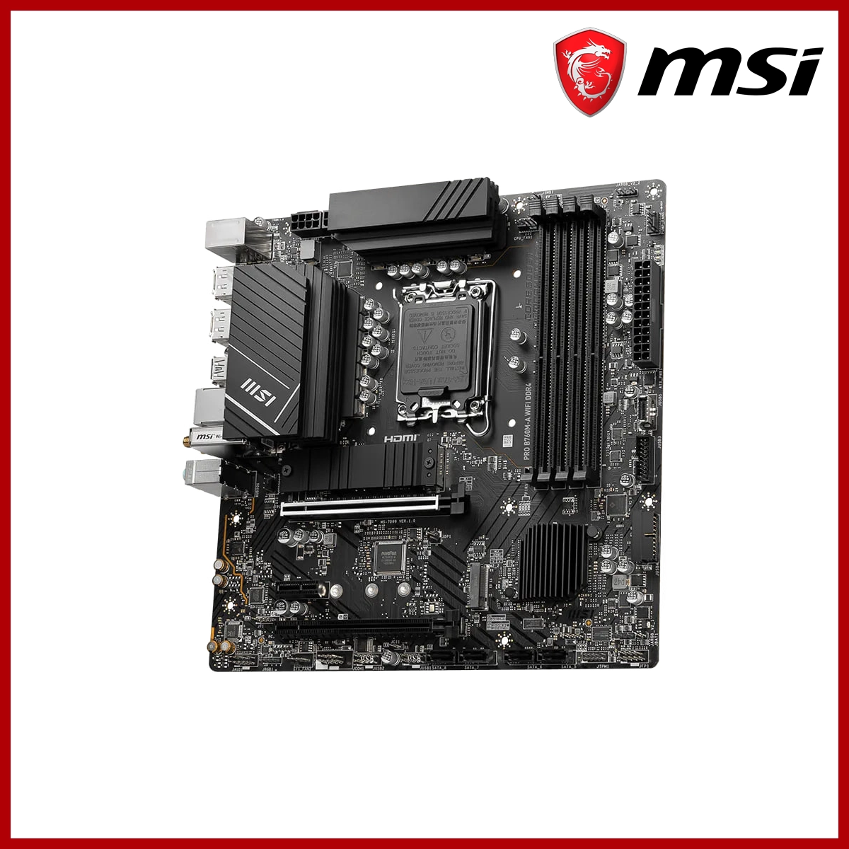 MSI PRO B760M-A WIFI DDR4 4x DDR4, MAX 128GB, Up to 5333(OC) MHz WIFI M.2 Slots x2 HDMI x2 Display x 2 mATX