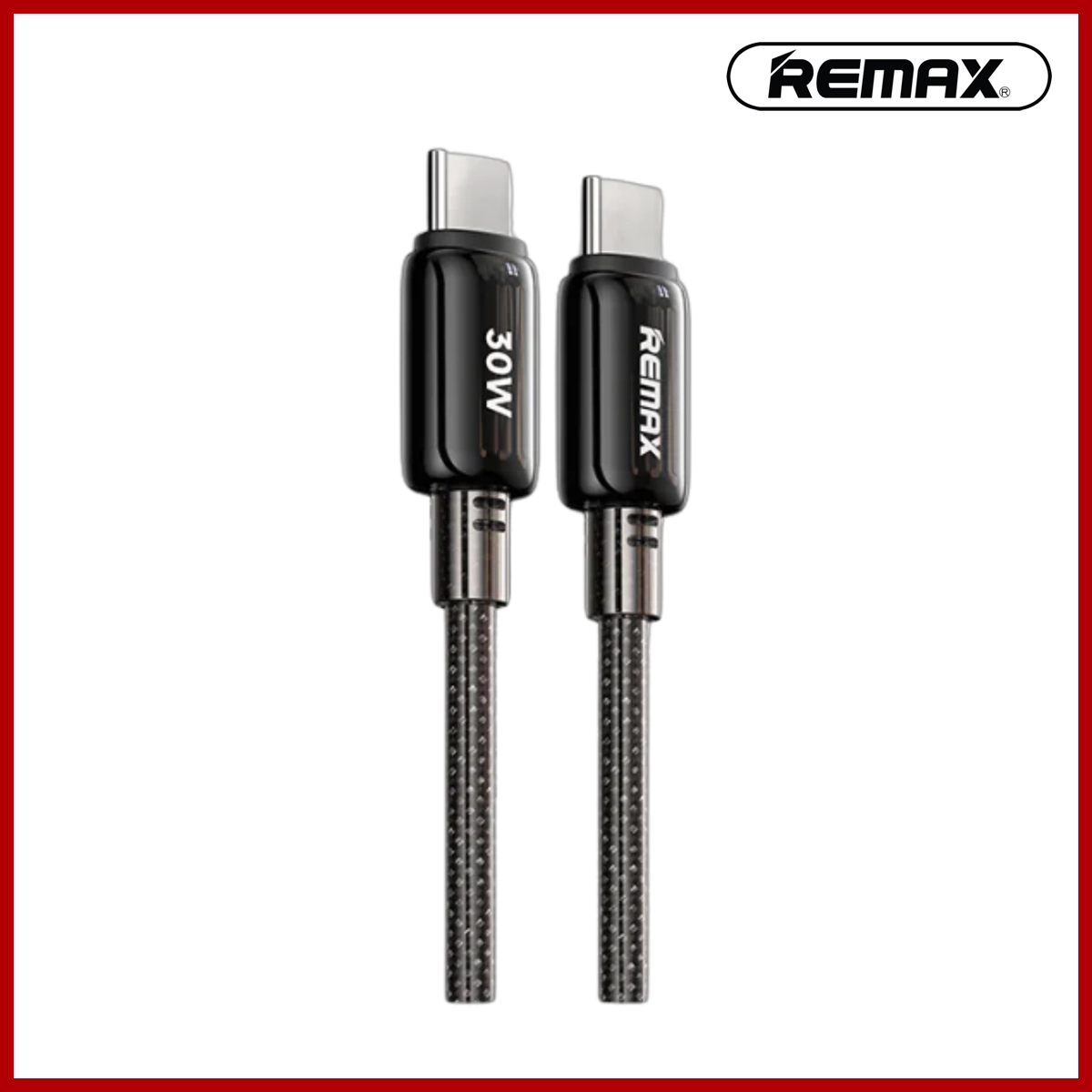 REMAX Type-C to Type-C Icy Series 30W Dual-color Braided Fast Charging Data Cable RC-C036 C-C 1.2M Black