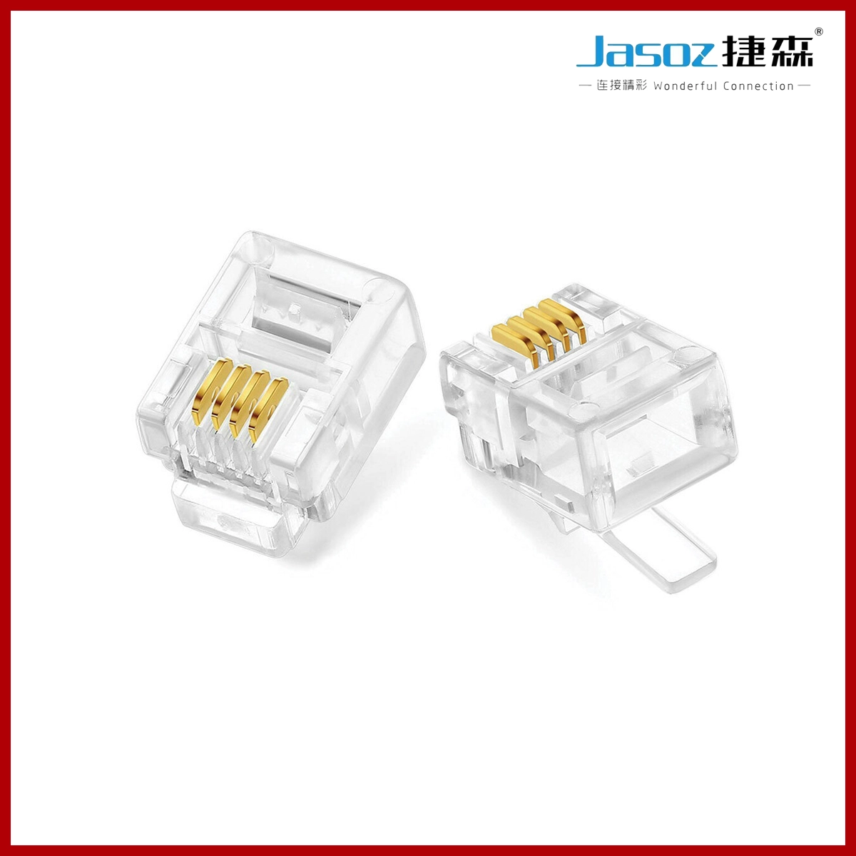 Jasoz E112 6P4C Telephone Crystal Head RJ11 Connector