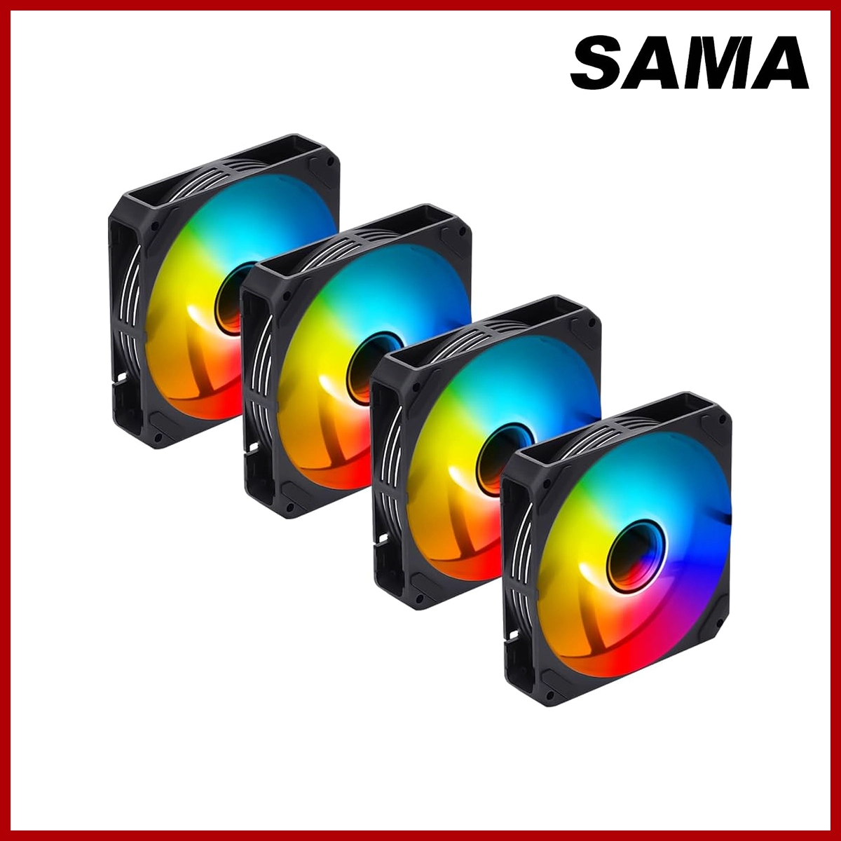 SAMA Case Fan ARGB SYNC Colorful Rainbow AURA Pack 4Pin 3in1 Black