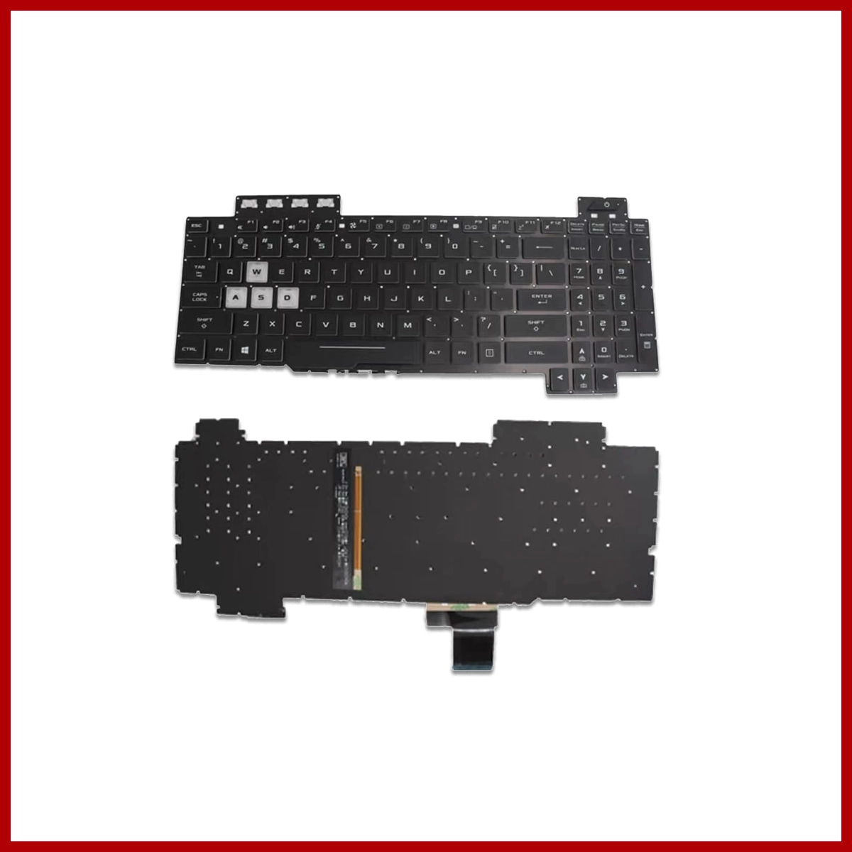 Keyboard for Asus FX506 Black and White Keycaps