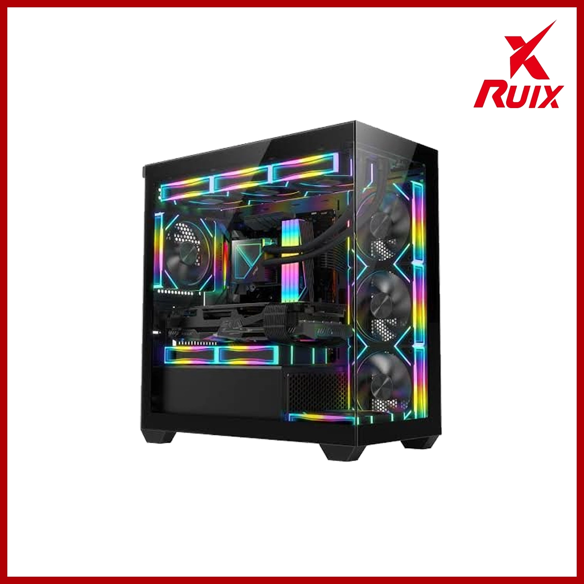 Ruix Desktop Casing Carnival Super 360mm Tempered Glass 425*212*470mm Black