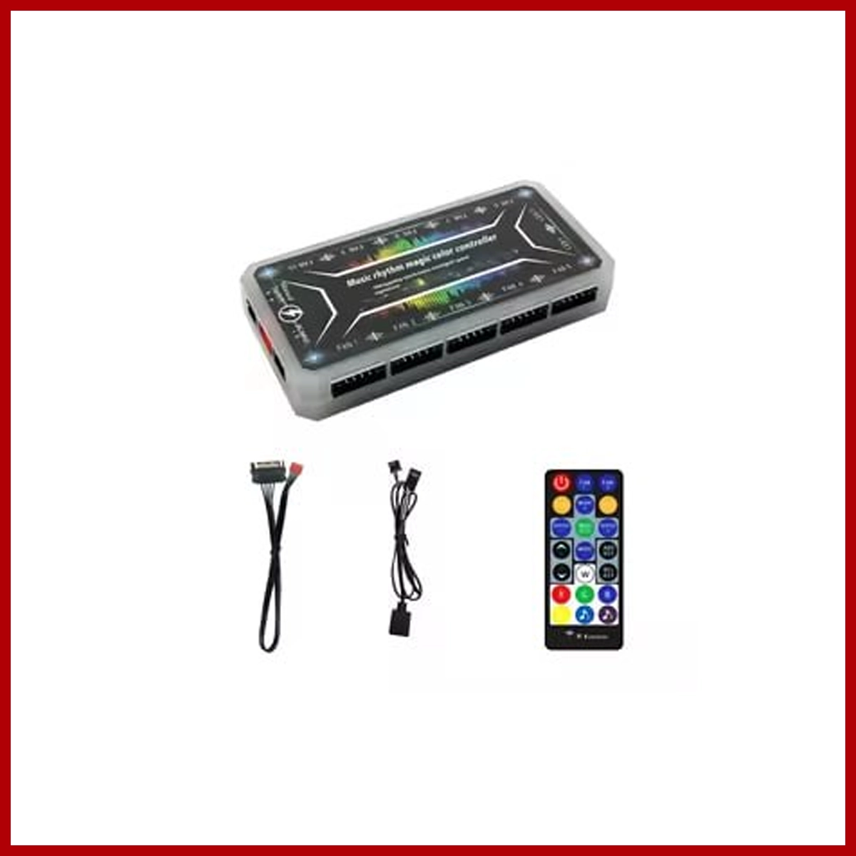 RGB Fan Controller with 6Pin Interface and 4Pin (10 Fan, 2 LED Strips, and Remote Control)