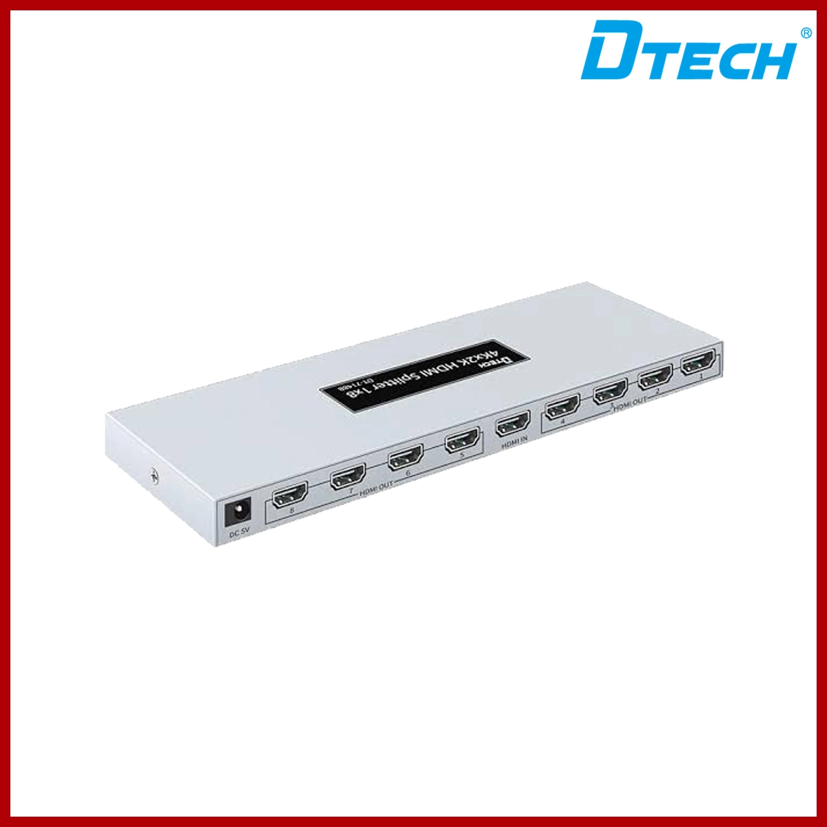 DTECH DT-7148B HDMI 1 to 8 Splitter (1inx8out) 4K*2K@30Hz 5V1A