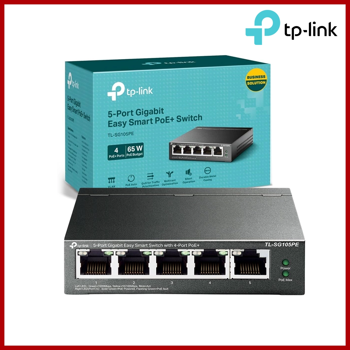 Tp-Link TL-SG105PE POE Switch 5-Port Gigabit with 4-Port PoE+