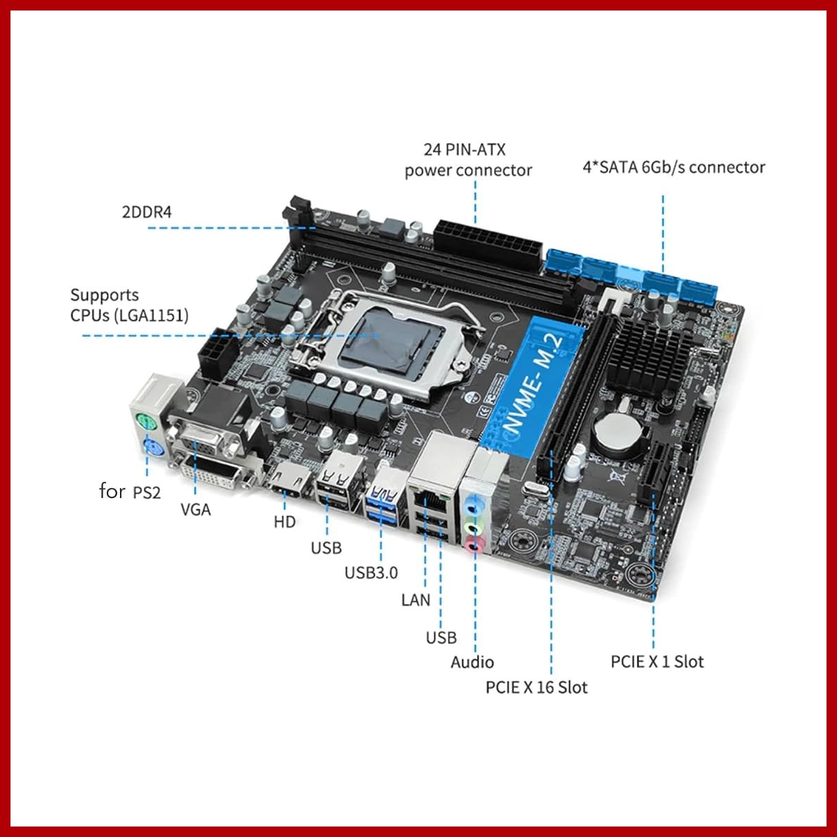 GMOG Mainboard (mb) H610M DDR4x2 M.2x1 LGA 1700