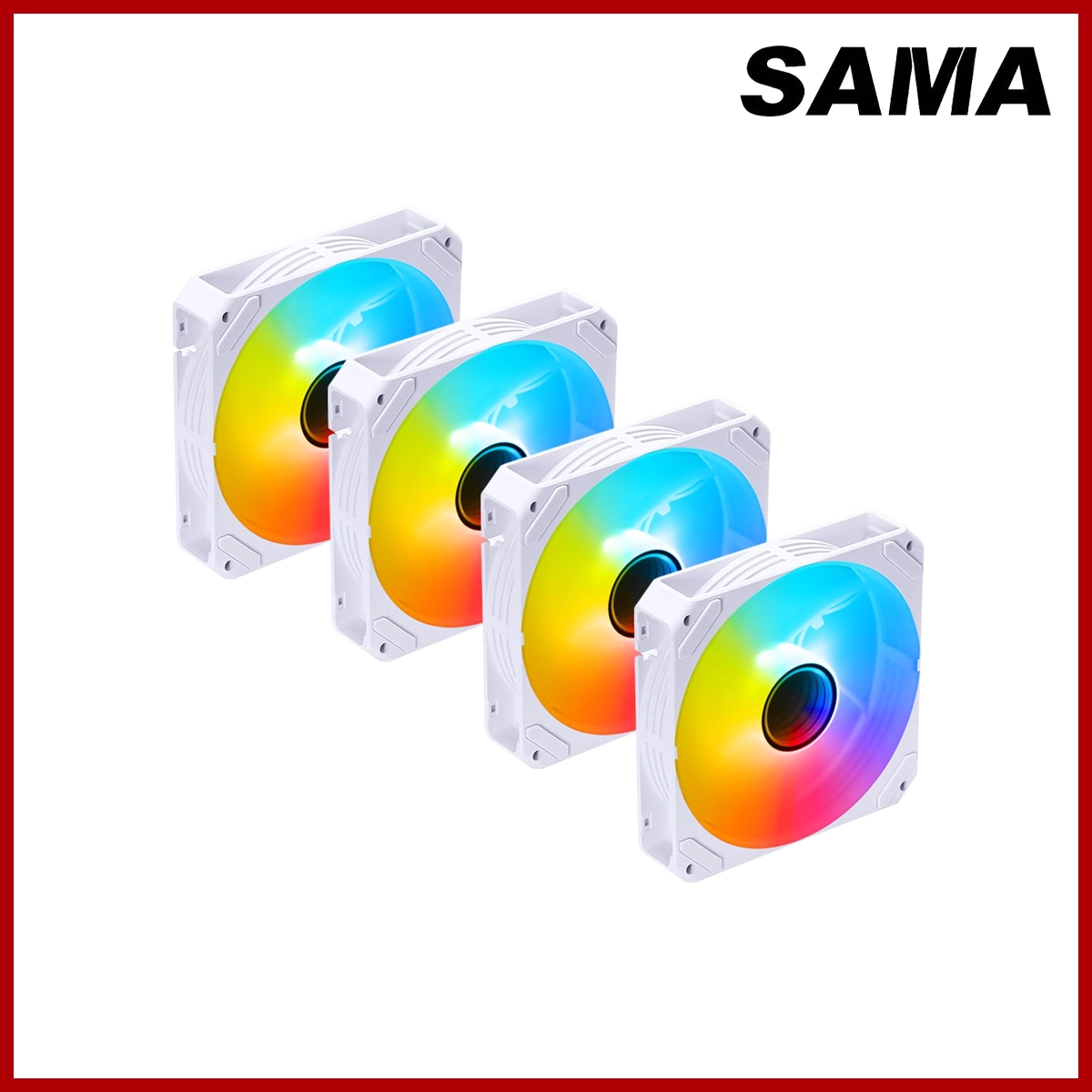 SAMA Case Fan ARGB SYNC Colorful Rainbow AURA Pack 4Pin 3in1 White