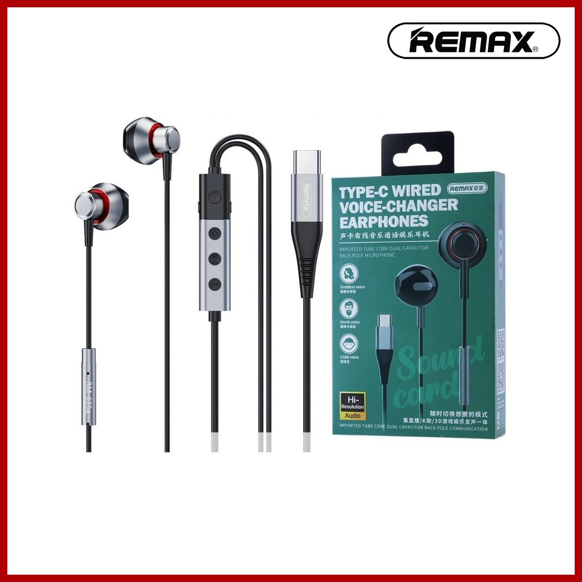 REMAX Type-C Wired Voice Changer Earphones for Music & Call RM-635a (With Digital Interface)