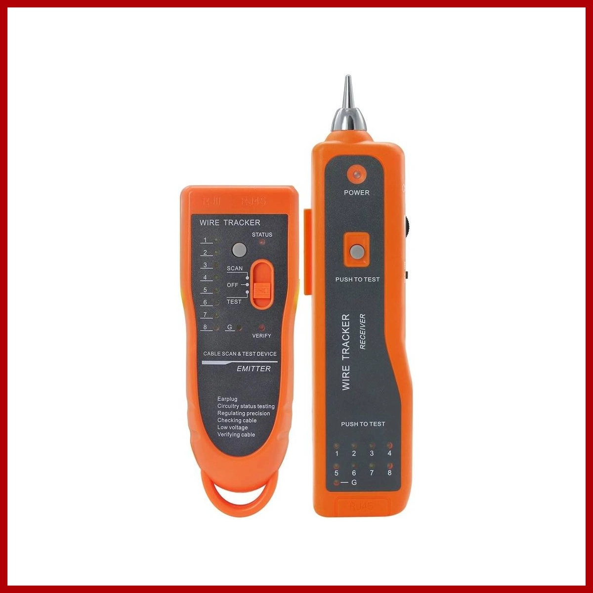 Network Cable Tester for RJ45/RJ11/USB/BNC (RED)