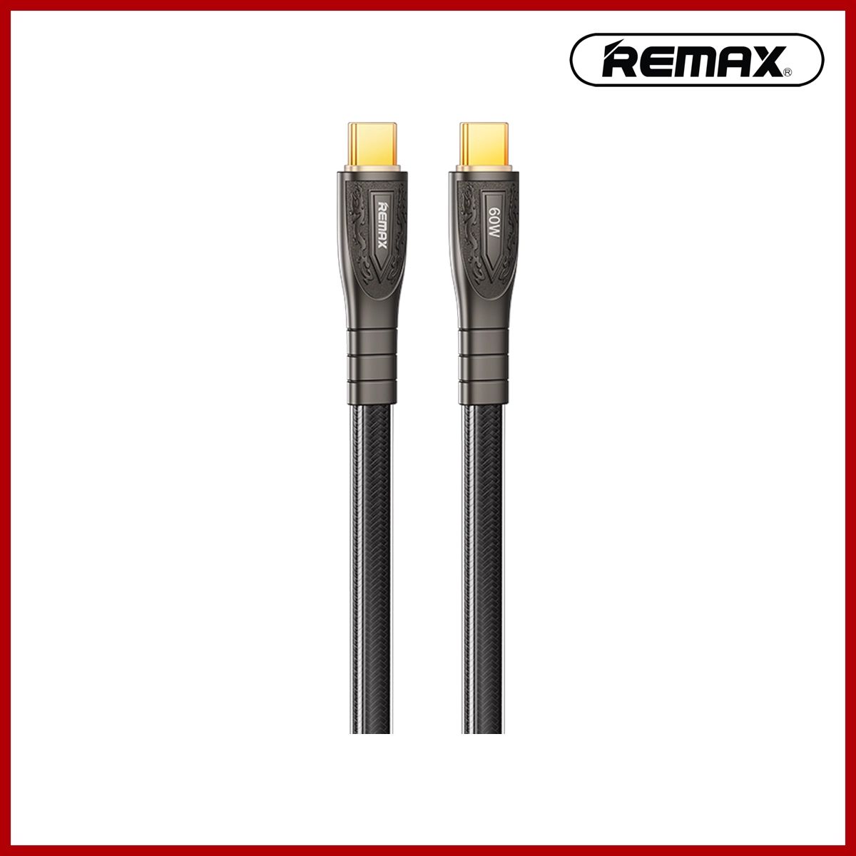 REMAX Prime Series 60W Zinc Alloy Dual-colorBraided Fast Charging Data Cable RC-C166 C-C 1.2M Black