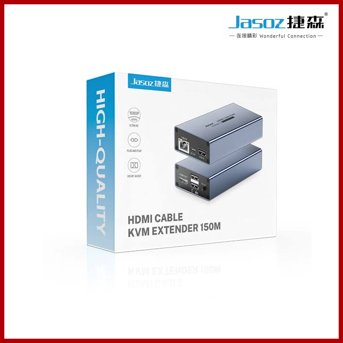 JASOZ G157 KVM HDMI Over LAN Cable Extender 150M 5V/1A 1080P 60Hz