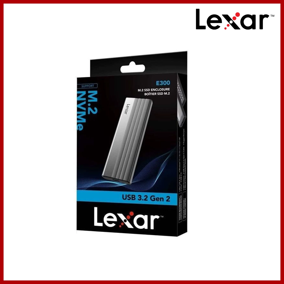 LEXAR E300 10Gbps M.2 NVMe PCIe SSD Enclosure Case USB3.2