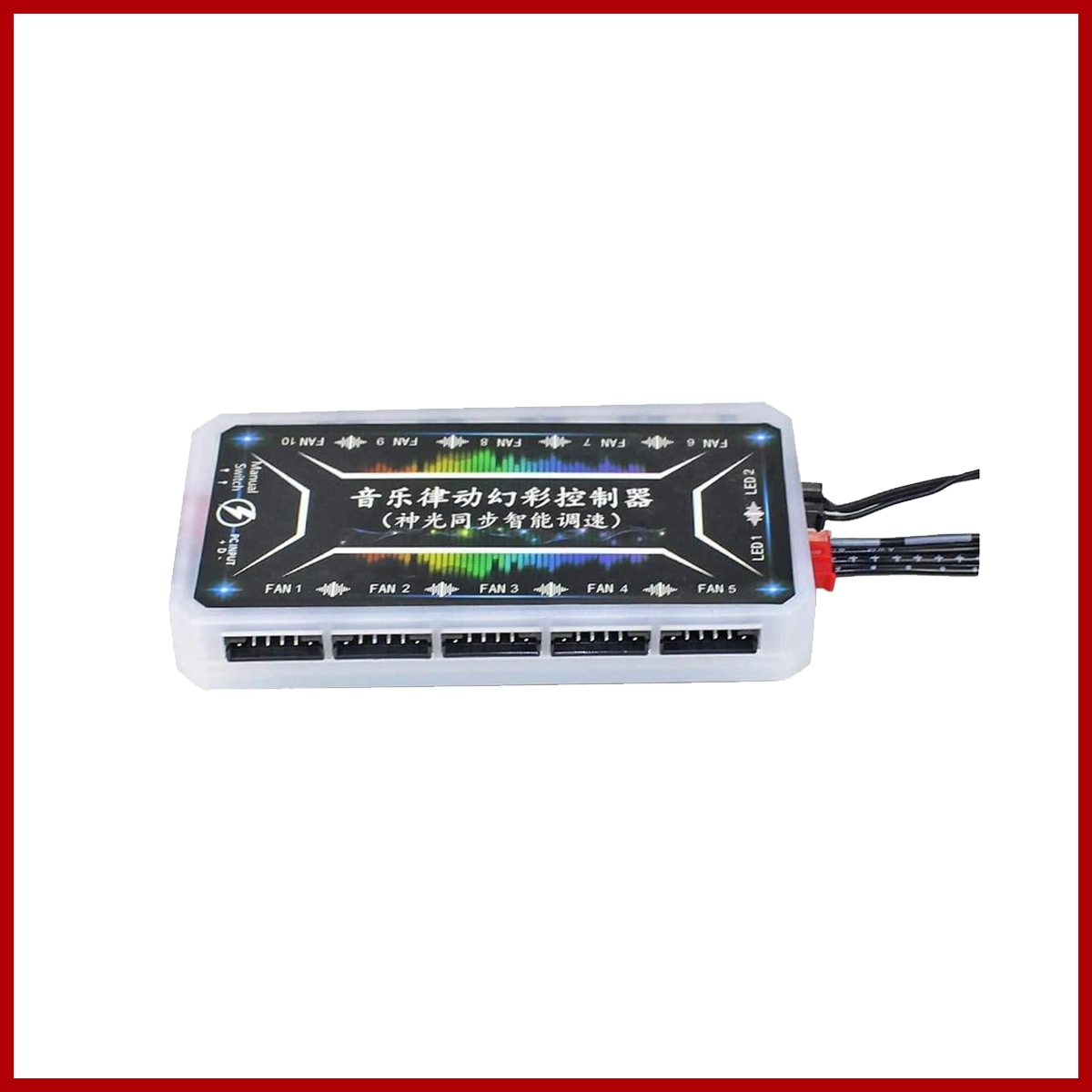 RGB Fan Controller with 6Pin Interface and 4Pin (10 Fan, 2 LED Strips, and Music Remote Control)