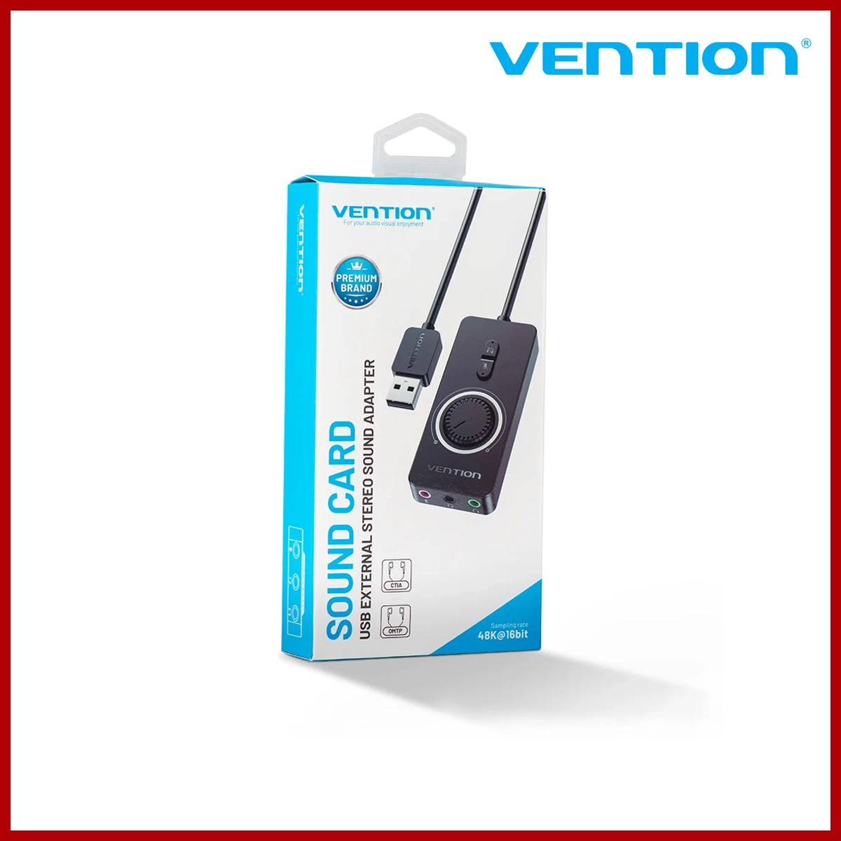 Vention USB 2.0 External Stereo Sound Adapter with Volume Control 0.15M Black ABS Type