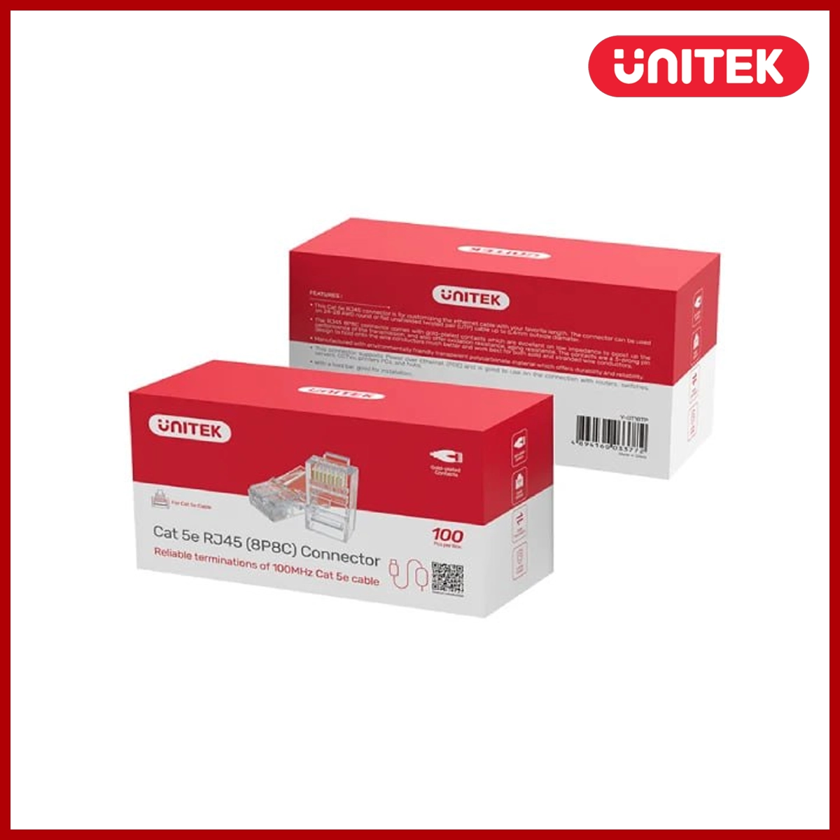 UNITEK Y-OT18TP Connector Cate5E RJ45 8P8C Plug, 100pcs/box