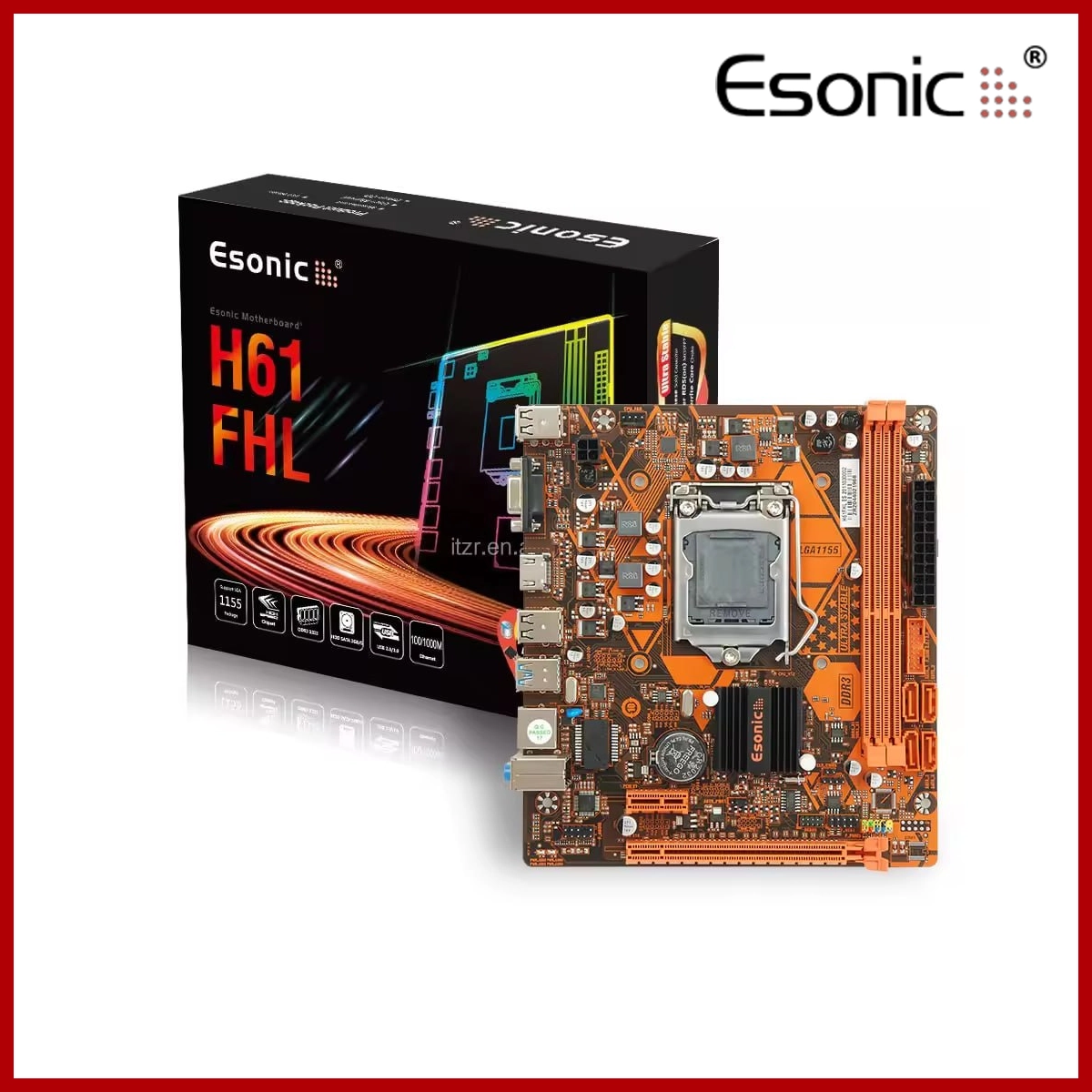 Esonic Mainboard (MB) M-ATX H61 2nd 3rd Gen Ddr3 with M.2 Up to 16GB 1333Hz